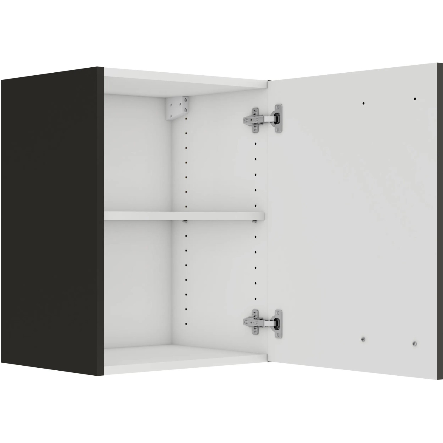 OPTIFIT Madrid420 Küchen-Hängeschrank, 45 cm, Anthrazit Matt, mit offener Tür und Einlegeboden.