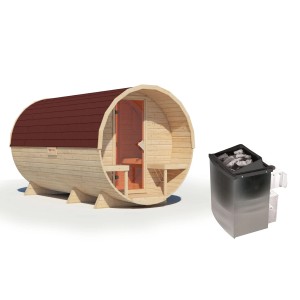 Chillroi Premium Fasssauna Saunaofen Integrierte Steuerung 9kW Inklusive Dachschindeln