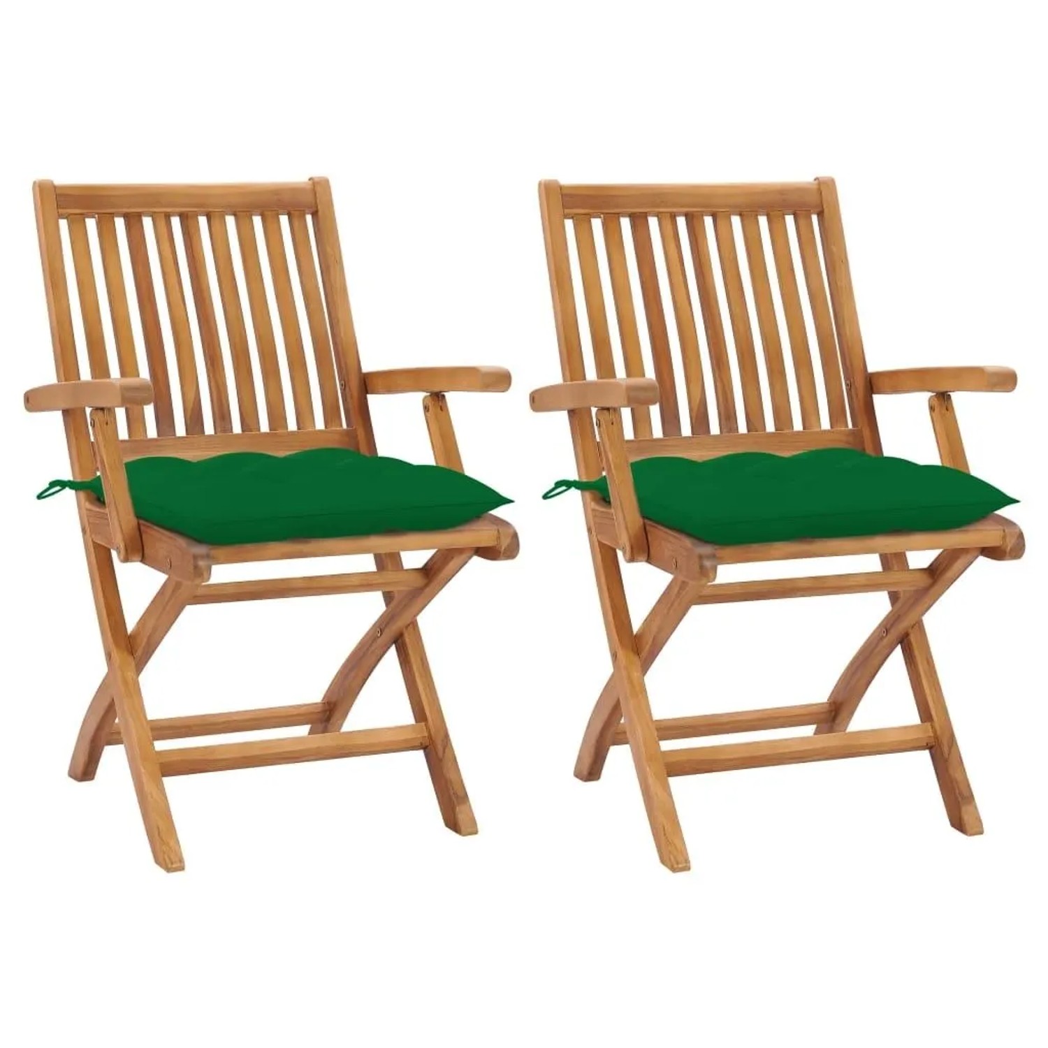 vidaXL Gartenstühle 2 Stk mit Grünen Kissen Massivholz Teak 3062426 günstig online kaufen