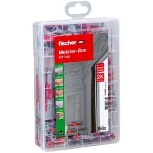 Fischer Meister-Box Altbau, 150-teiliges Dübelset in transparenter Kunststoffbox.