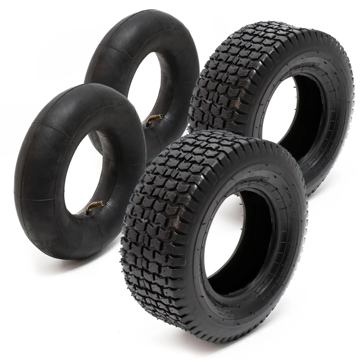 Wiltec 2xReifenmantel 2xSchlauch 18x8.50-8 4pr Winkelventil Rasentraktor Mäher