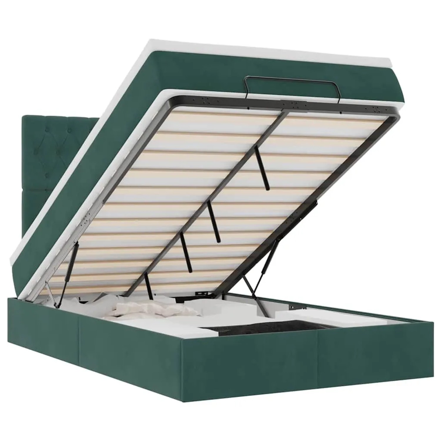vidaXL Ottoman-Bett mit Matratzen Dunkelgrün 120x190 cm Samt 3313532
