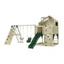 OutdoorToys Spielturm Oscar mit Babyschaukel, Kletterwand, Rutsche, Holz unbehandelt, dunkelgrün.