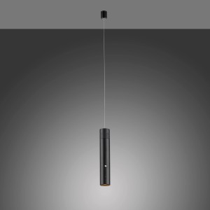 Schwarze LED-Akku-Pendelleuchte Attach von Just Light, 120 cm, Ø 16 cm.