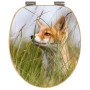 Banjado WC-Sitz aus Bambus mit Fuchs Motiv. Toilettendeckel mit Absenkautomatik.