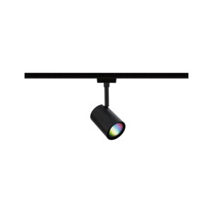 Schwarzer Paulmann URail LED-Schienenspot Luxe mit RGBW-Lichteffekt, dimmbar, für Smart Home.