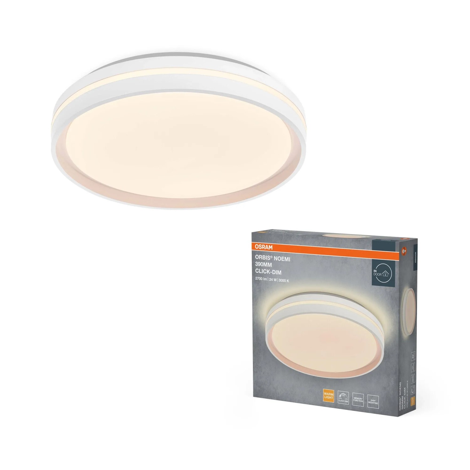 Osram LED-Deckenleuchte Orbis Noemi Click-Dim Weiß Ø 39 cm x 8,5 cm
