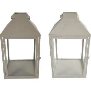 Boltze Laterne Scado, 38 cm, in Grau und Beige, aus Eisen, Deko-Highlight für den Innenbereich.