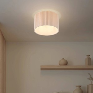 Cremefarbene Lindby Deckenleuchte Libbie aus Textil, skandinavisches Design, 1-flammig.
