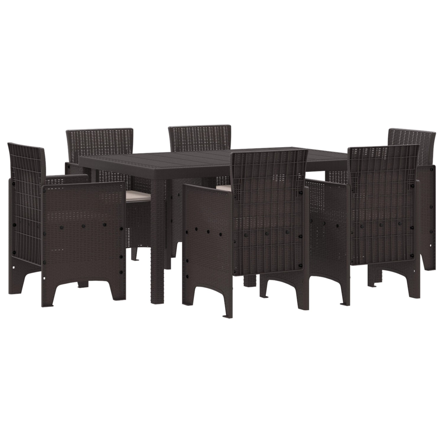 vidaXL 7-Teiliges Garten Essset mit Kissen Braunes Poly-Rattan 3378558 günstig online kaufen