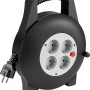 Schwarze Kabeltrommel XP19-D1 mit 5 m Kabel und 4 Steckdosen für den Innenbereich.