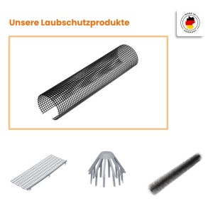 Schwarzes, halbrundes INEFA Dachrinnen Laubschutzgitter aus PE, 2m, für Ø 125-180 mm. Made in Germany.