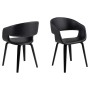 Zwei schwarze Esszimmerstühle ebuy24 Nova mit Armlehne aus Kunstleder.