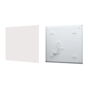 Weiße Fenix Infrarotheizung ECOSUN Glasheizung, 300W, quadratisch, für Wand- oder Deckenmontage.