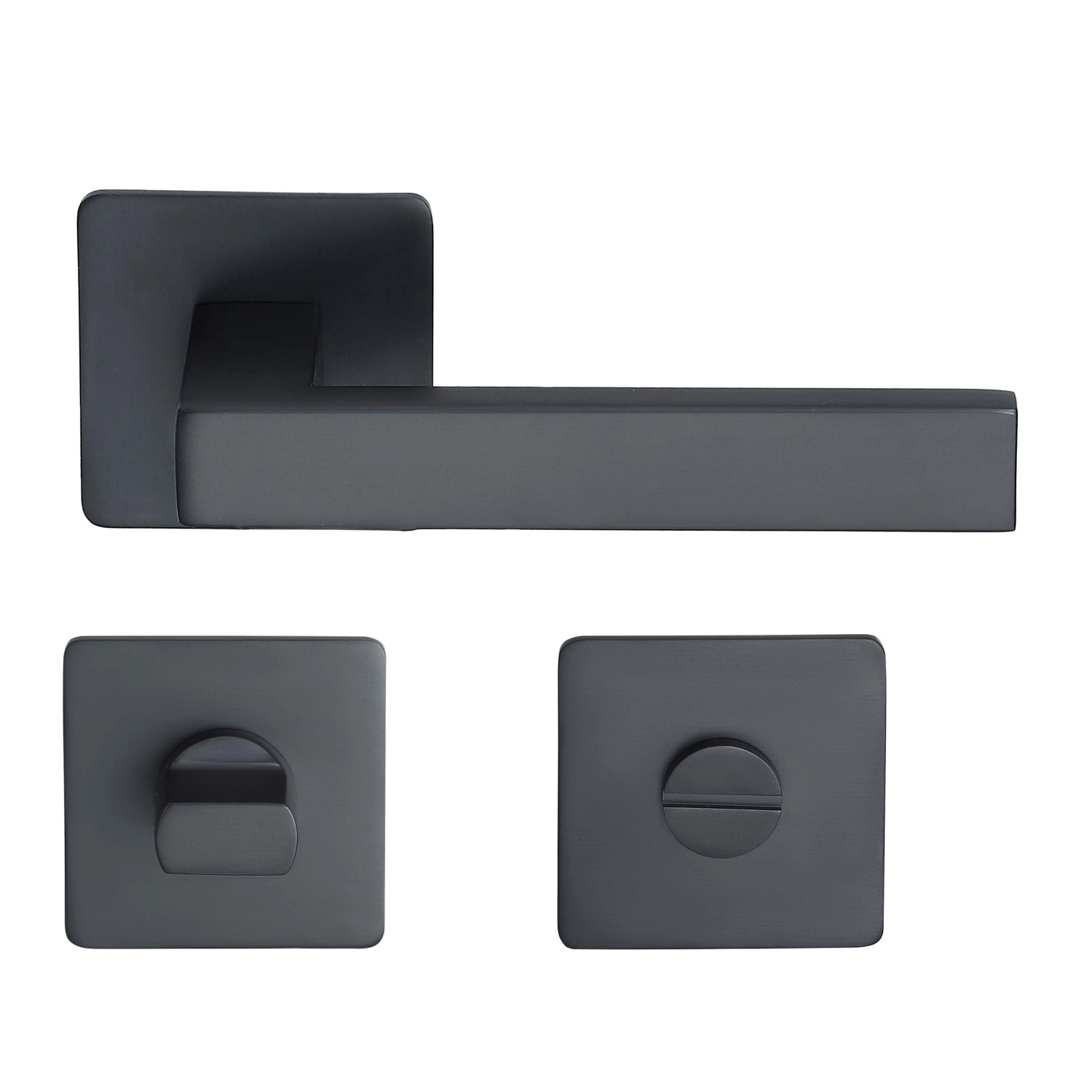 MeinTürgriff Drückergarnitur Trento Flachrosette Schwarz Türdrücker Eckig W günstig online kaufen