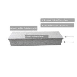 Pedras Salgadas Außentreppenbelag, geflammt, 110cm breit, für max. 18,5cm Steigung.