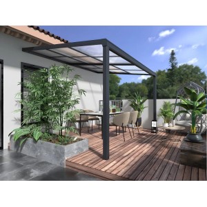 Vente-unique Anlehnende Pergola Izeda Anthrazitgrau 400 cm