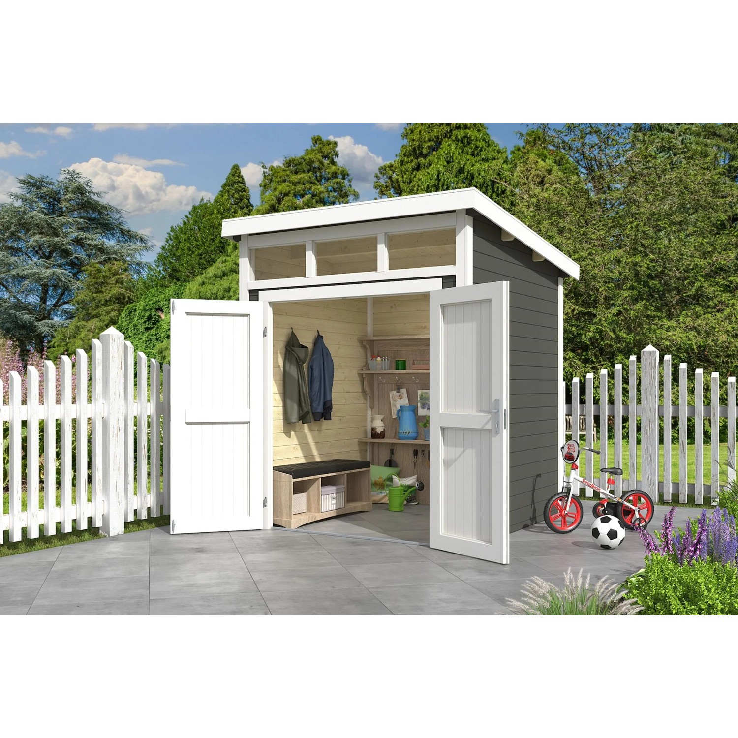 Lasita Gartenhaus Kibo 1 Grau-Grün 200 cm x 200 cm