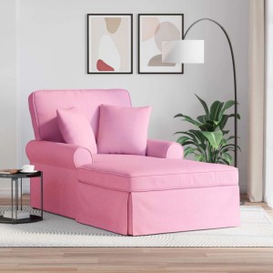vidaXL Chaise Lounge mit Rock mit Kissen 3-Tlg Rosa Stoff 42022947