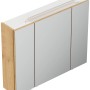 Posseik Spiegelschrank 80 cm mit LED-Lampe, Glasböden, Eiche Gold Dekor.