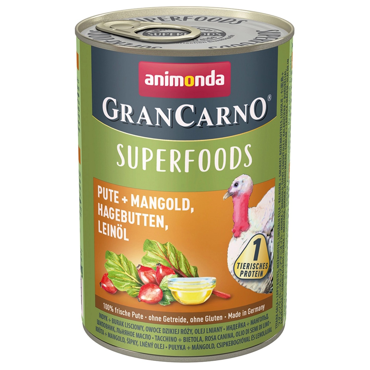 Animonda Gran Carno Superfoods mit Pute Mangold Hagebutten und Leinöl 400 g