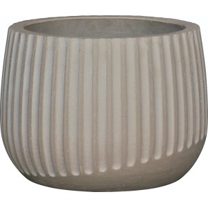 Beiger, strukturierter Pflanztopf aus Leichtzement, 24x24x17 cm.