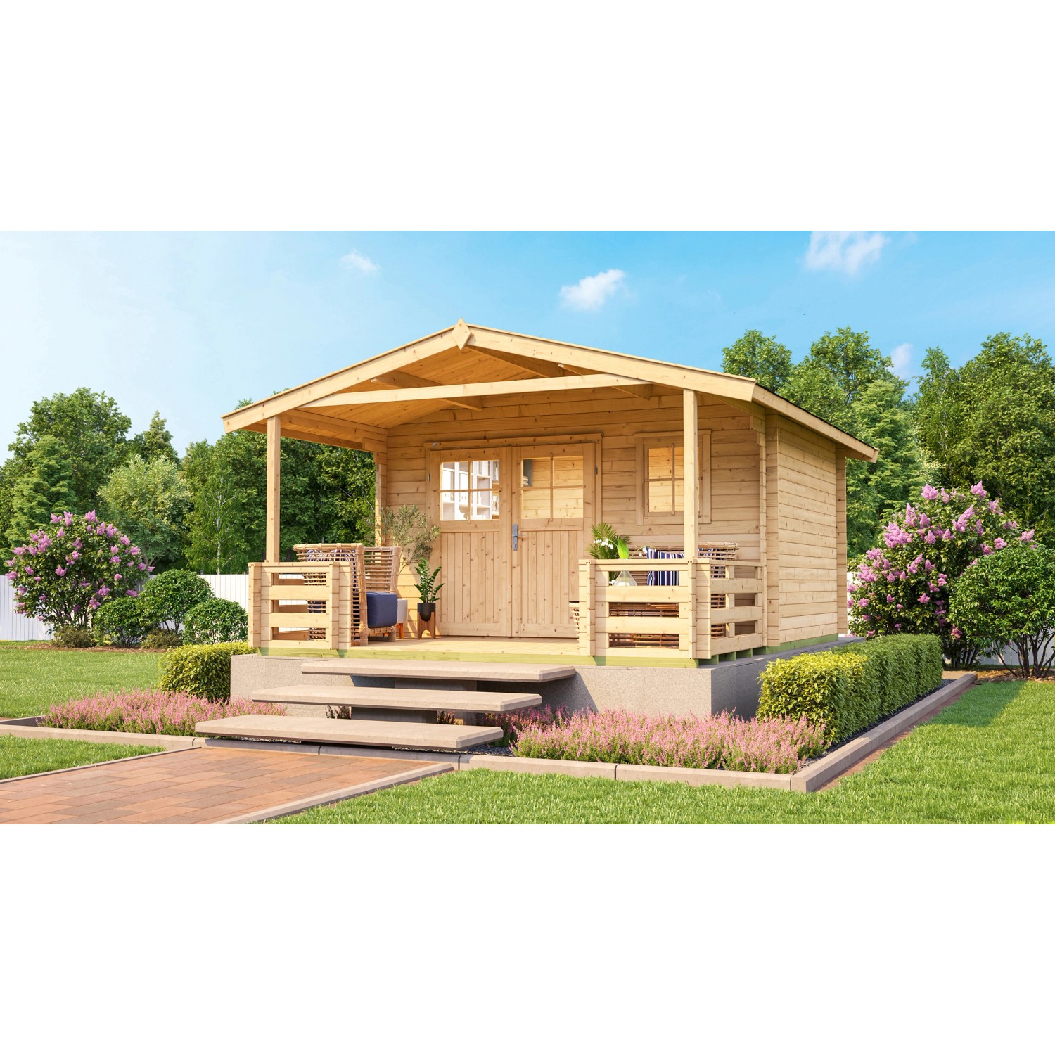 Weka Holz-Gartenhaus/Gerätehaus Satteldach Unbehandelt 590 cm