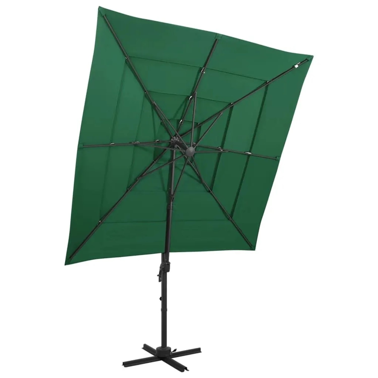 vidaXL Sonnenschirm mit Aluminium-Mast 4-Lagig Grün 250x250 cm 313821