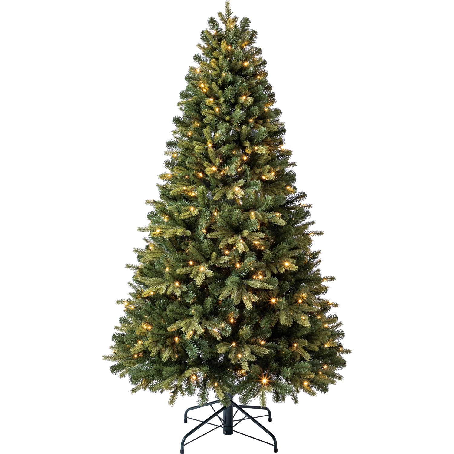 Künstliche, beleuchtete Tanne Nyland, 180 cm hoch, mit warmweißen und mehrfarbigen LEDs.