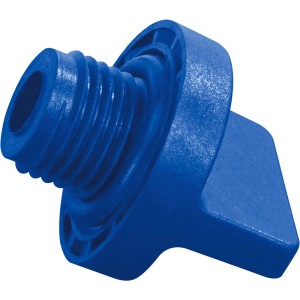 Blaue Ablass-Schraube Ø 25 mm für Hauswasserwerke aus Kunststoff.