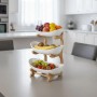 Relaxdays Obst Etagere Bambus Natur Weiß 3 Etagen 34 cm x 25 cm x 10 cm 0,8 kg_2