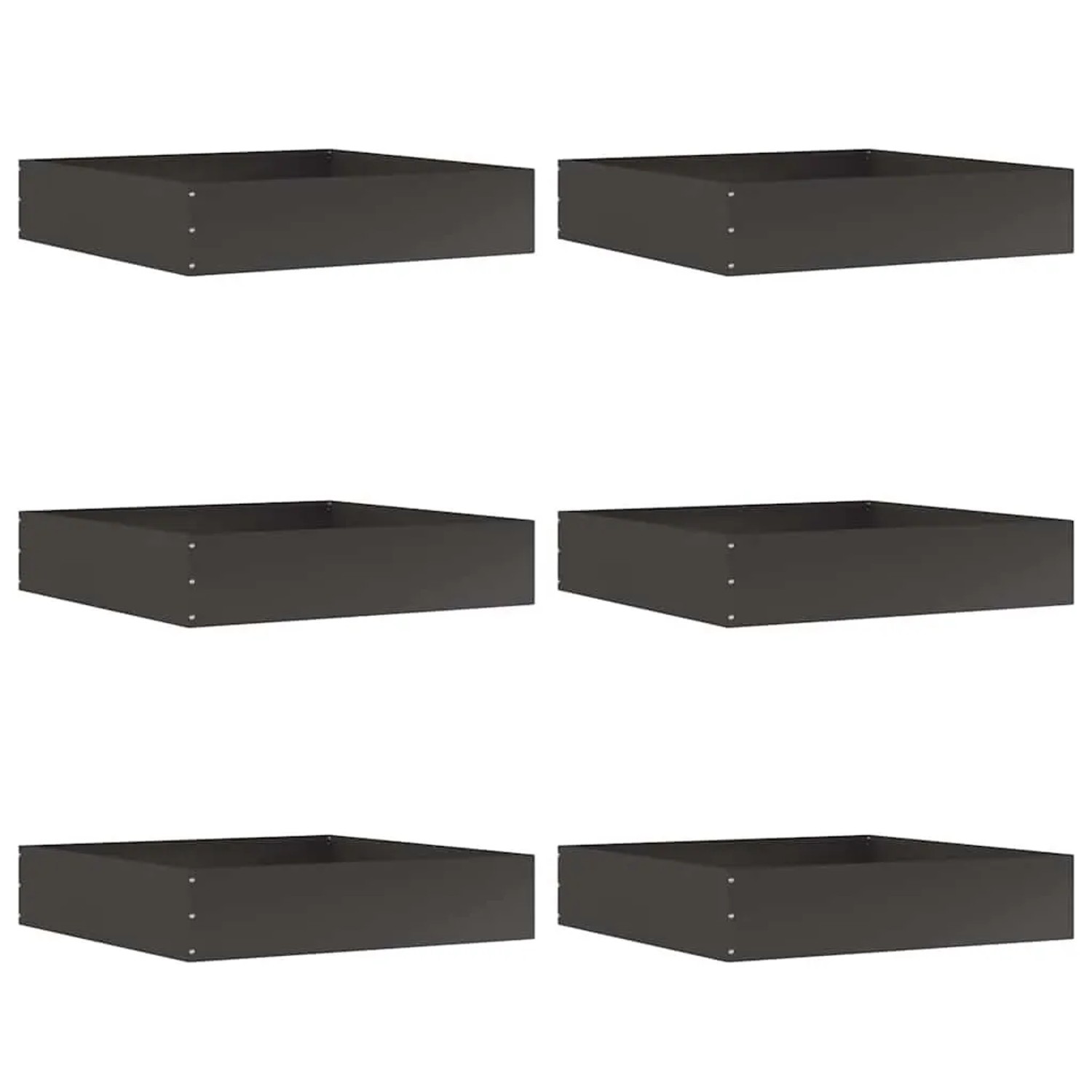 vidaXL Raseneinfassung 6 Stk Schwarz 60 x 60 x 13 cm Stahl 874731