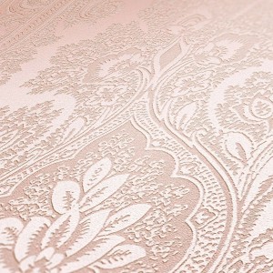 Livingwalls Vliestapete mit Barockmuster in Rosa, Detailansicht.