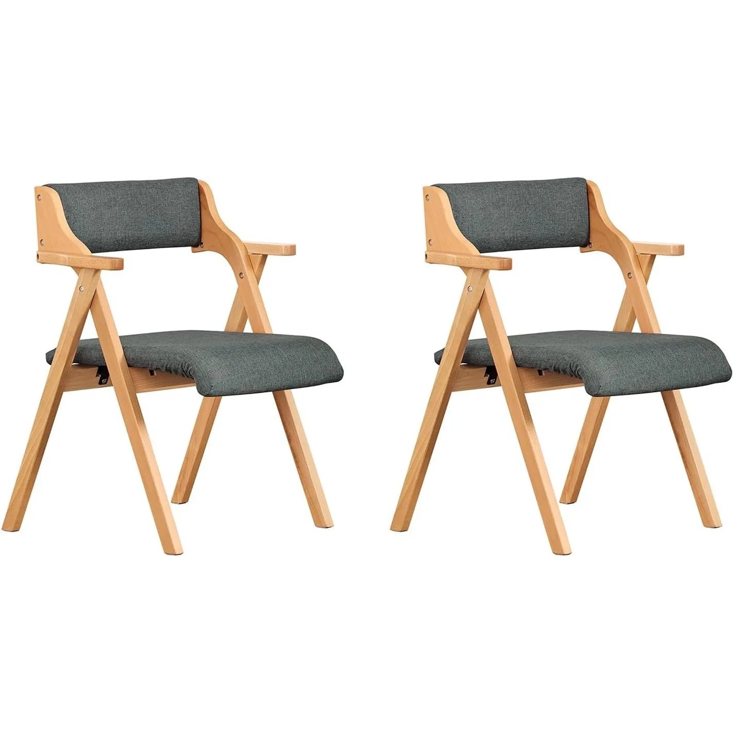 SoBuy 2er Set Esszimmerstuhl Klappstuhl Küchenstuhl Holzstuhl mit Armlehne Dunkelgrau FST98-SGx2