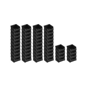 PROREGAL SuperSparSet: 48 leitfähige, schwarze ESD Sichtlagerboxen, 10x10x6 cm, für Aufbewahrungssysteme.