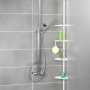 Wenko Teleskop-Duschecke Compact, weißes Aluminium, mit vier Ablagen in der Dusche.