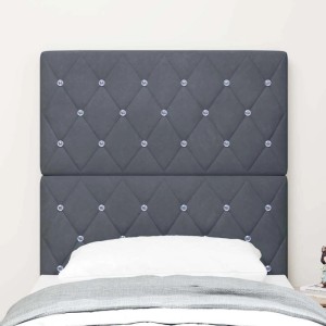 vidaXL LED Kopfteil mit LED-Lichtleisten Dunkelgrau 80 cm Polyester 3338343