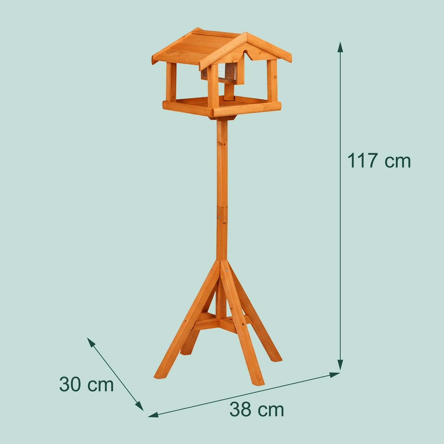 Relaxdays Vogelfutterhaus mit Ständer Tannenholz Orange Imprägniert 117 cm x 50 cm x 50 cm 2,3 kg_4