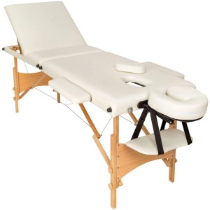 Tectake 3 Zonen Massageliege Set Daniel Breite 60 cm  Polsterung 3 cm Inklusive Lagerungsrollen und Tragetasche  210 x 95 x 84 cm Beige