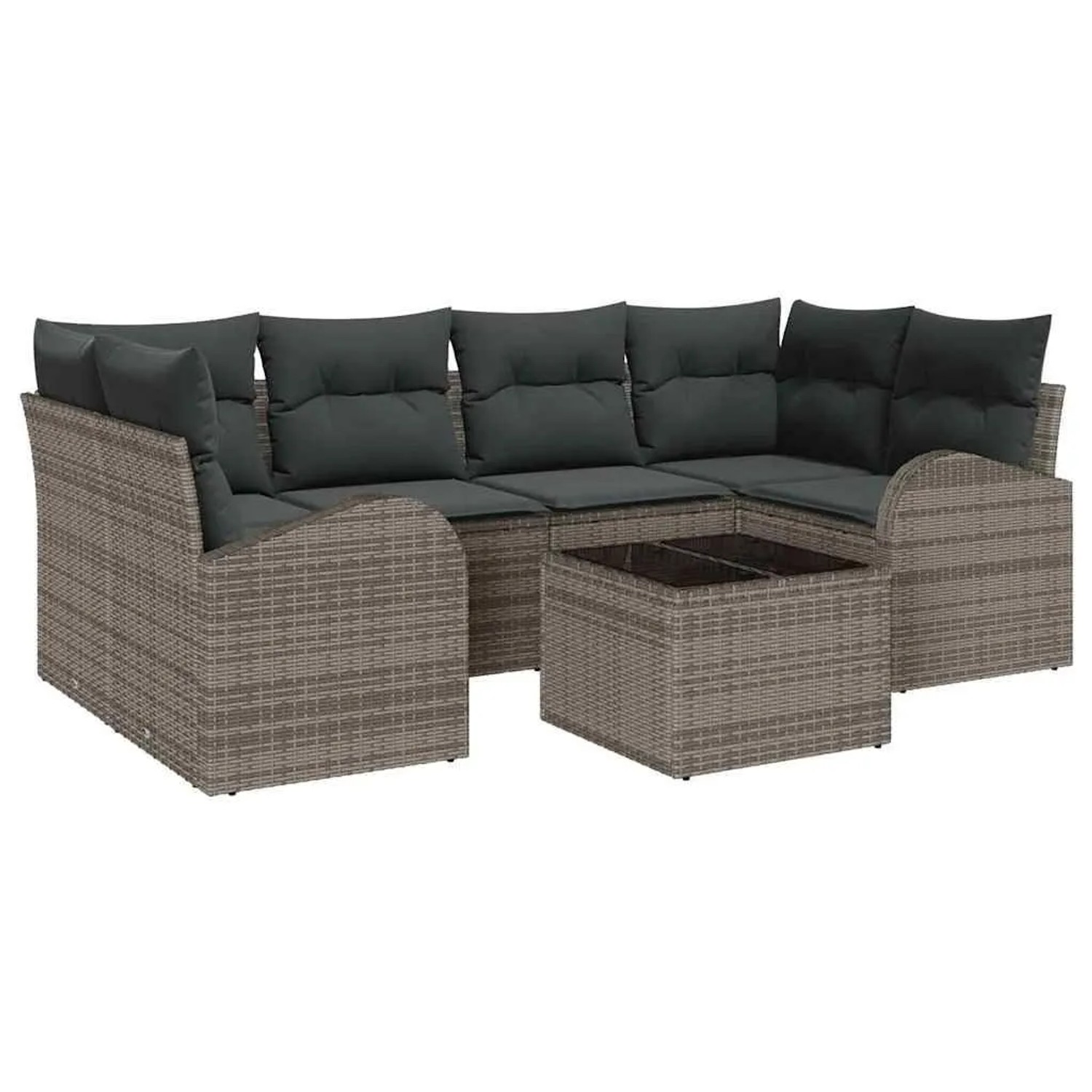 vidaXL Gartensofa-set Grau 55 x 55 x 37 cm Poly-Rattan 3345939 günstig online kaufen