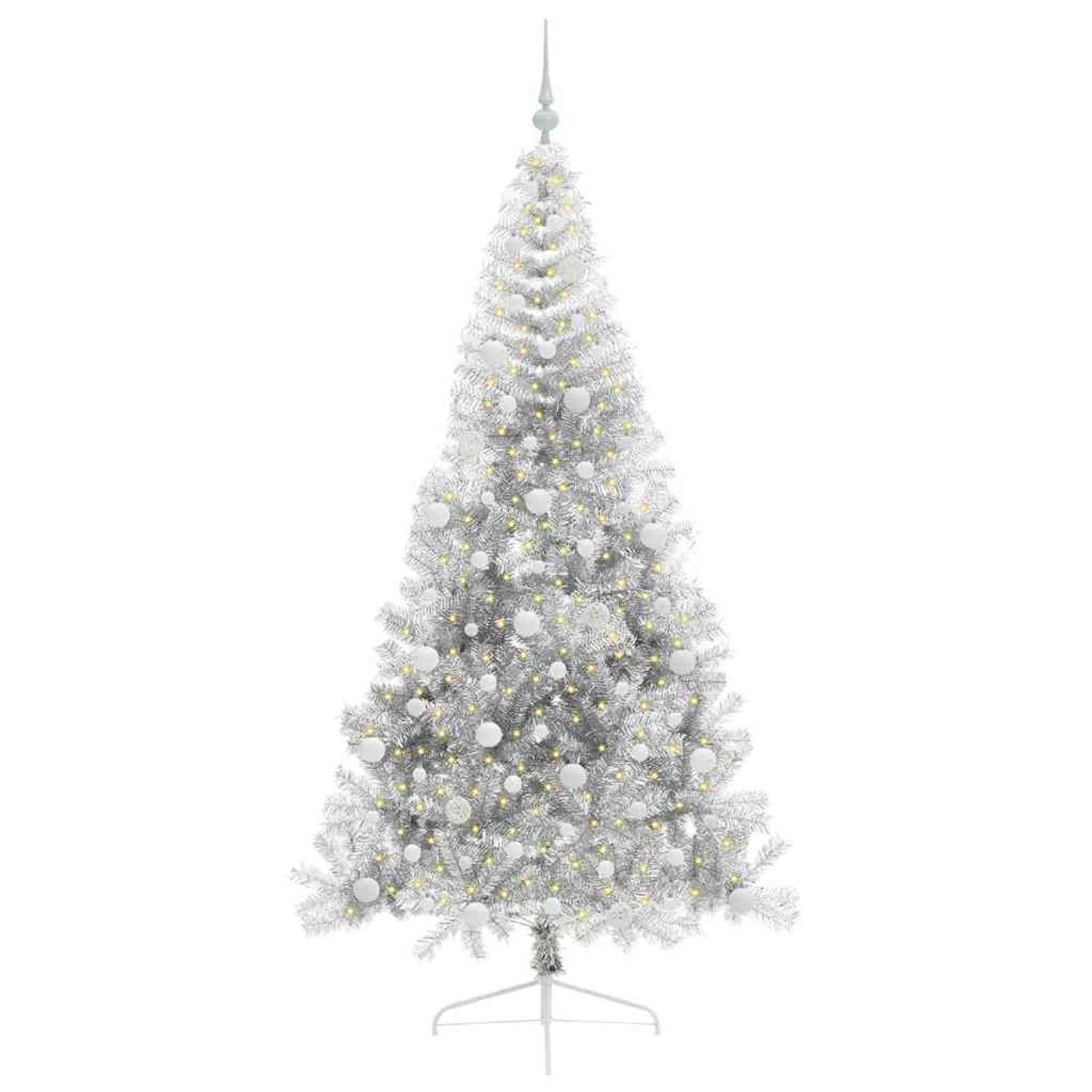 vidaXL Künstlicher Vorbeleuchteter Weihnachtsbaum Silber 210 cm 3397222