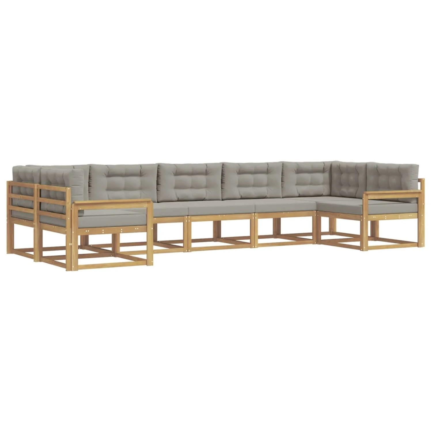 vidaXL Outdoor-Sofagarnitur mit Kissen 7 Stk Weiß und Hellgrau 3386960