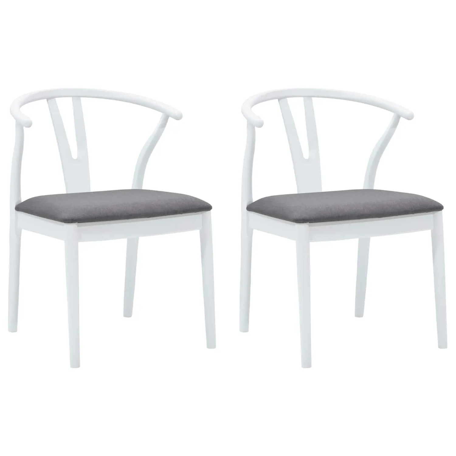 vidaXL Esszimmerstuhl 2 Stk Weiß und Grau Massives Gummiholz 42020415 günstig online kaufen