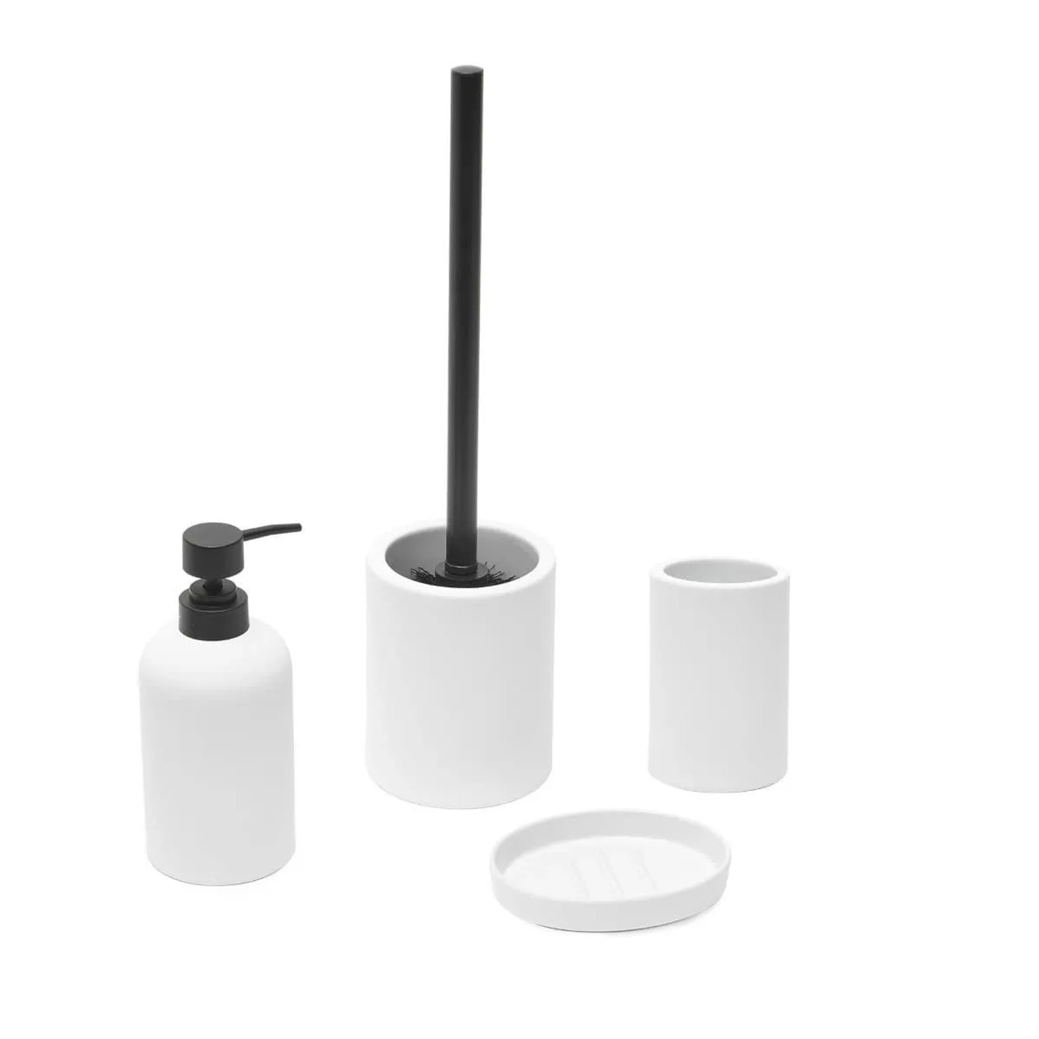 Swiss Aqua Technologies Badaccessoires Set Seifenspender WC-Garnitur Zahnbürstenbecher Seifenschaleaus Keramik Weiß Matt