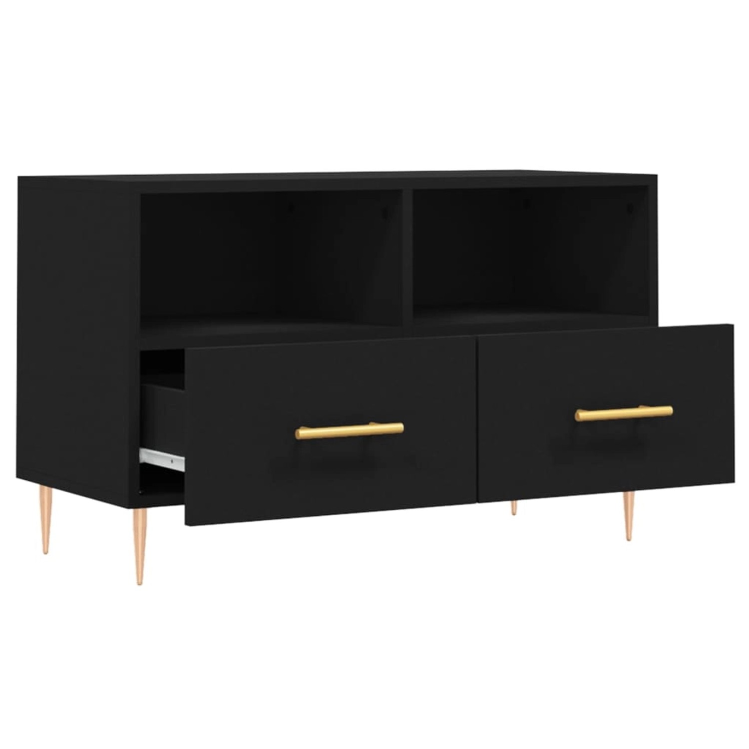 VidaXL TV-Schrank, schwarz, 80x36x50 cm, Holzwerkstoff mit Fächern und Schubladen.