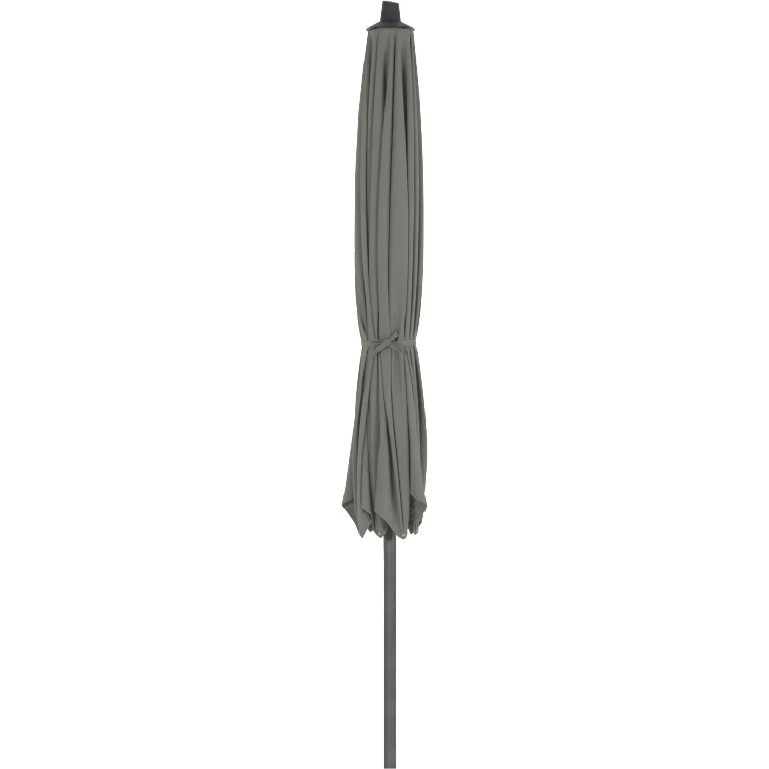 Zusammengebundener, grüner Siena Garden Marktschirm 300x200 cm mit Kurbel.