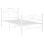 Weißes Metallbett, 90x200 cm, mit Lattenrost. Einzelbett für Schlafzimmer.