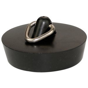 Schwarzer Kirchhoff Ventilstopfen für Waschbecken, 38,5 mm Durchmesser.