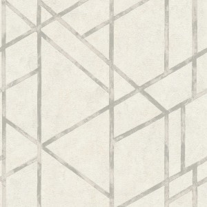 Grafik Tapete Geometrisch Schimmernd Silber/Weiß, PROFHOME, Vliestapete.