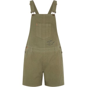 Gardena Damen-Latzhose in Dusty Olive, kurze Arbeitskleidung aus Baumwolle mit Taschen.